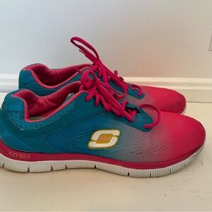 Skechers skech knit sneakers 11 baby blue hot pink ombré